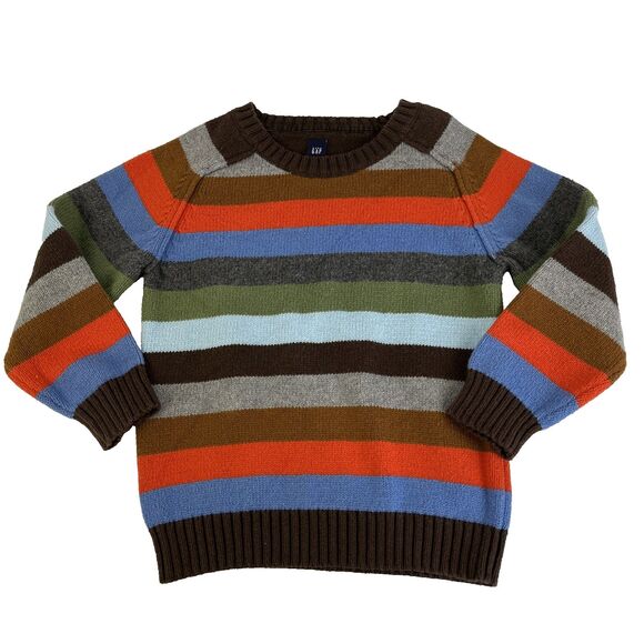Boys Baby Gap Multicolor Striped Cotton Wool Blend Sweater Size 4T Years Toddler - Picture 1 of 6